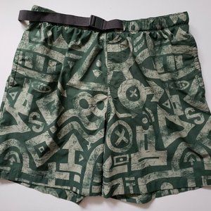 Columbia Mens Large Whidbey II Hybrid Water Swim Short Green Print 8" Trunks